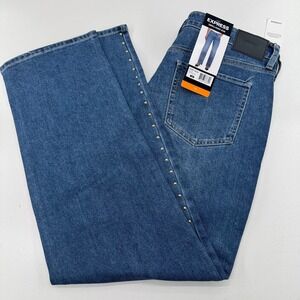 NEW Express Embellished Jeans WOMENS Blue Medium Wash Studs SIZE 12 INSEAM 30"